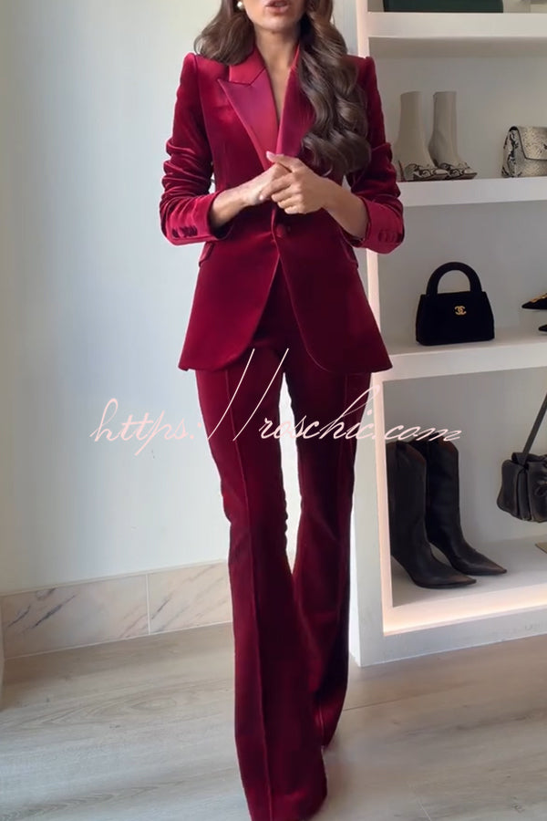 Velvet High Rise Flare Pants with Elastic Waist