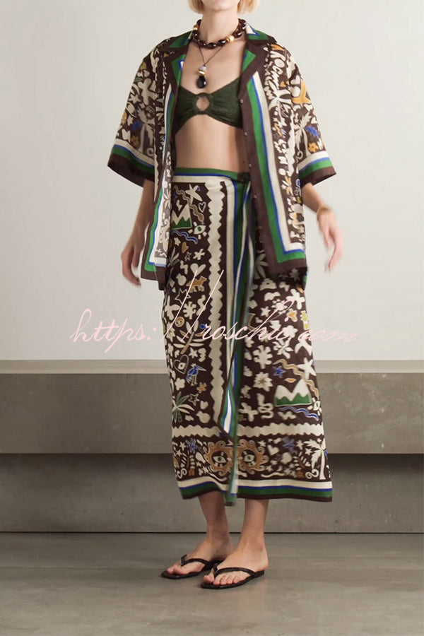 Moroccan Printed Oversized Shirt Dress Set