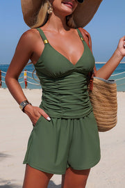 V-Neck Two-Piece Swimsuit with Pocket, Slim Fit