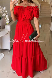 One Shoulder Smocked Waist Maxi Dress – Vacation Style