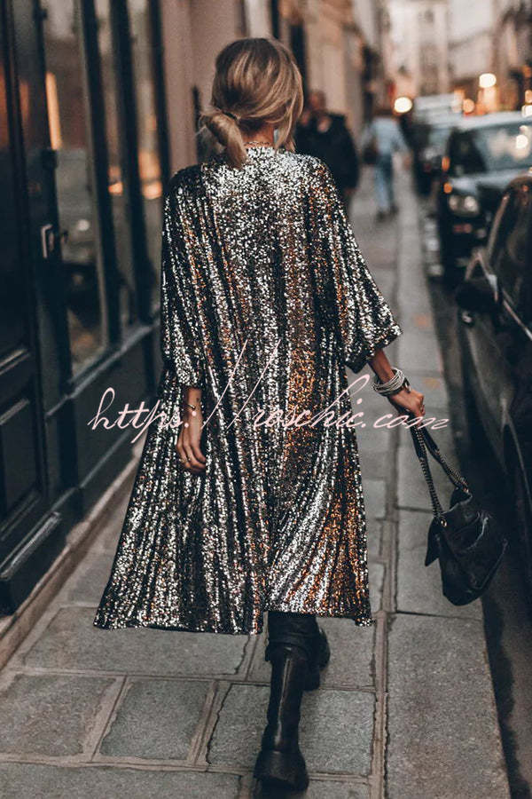 Kimono à manches cloche à sequins | Dissimulation de soirée disco