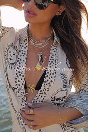 Satin Letter Print Shirt & Shorts Set | Loose Vacation Two-Piece