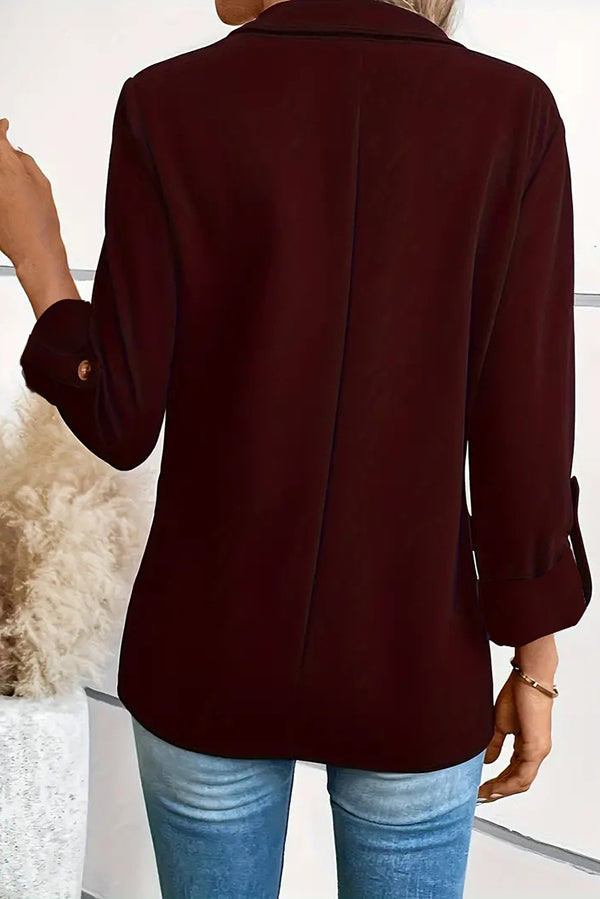 Slim Fit Long Sleeve Lapel Blazer for Women
