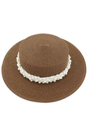 Pearl Embellished Braided Beach Sun Hat