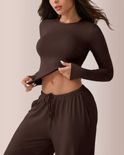 Women's 2-Piece Lounge Pajama Set with Wide-Leg Pants