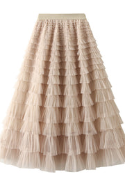 Tiered Tulle Maxi Skirt with Elastic Waist | Casual Party