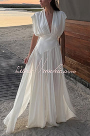 Women's V-Neck Sleeveless Maxi Dress with High Slit
