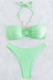 Solid Color Halter Bikini Set – Two-Piece Swimsuit