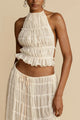 Ruched Lace Halter Tank Top – Ρυθμιζόμενο δέσιμο, χαλαρή εφαρμογή