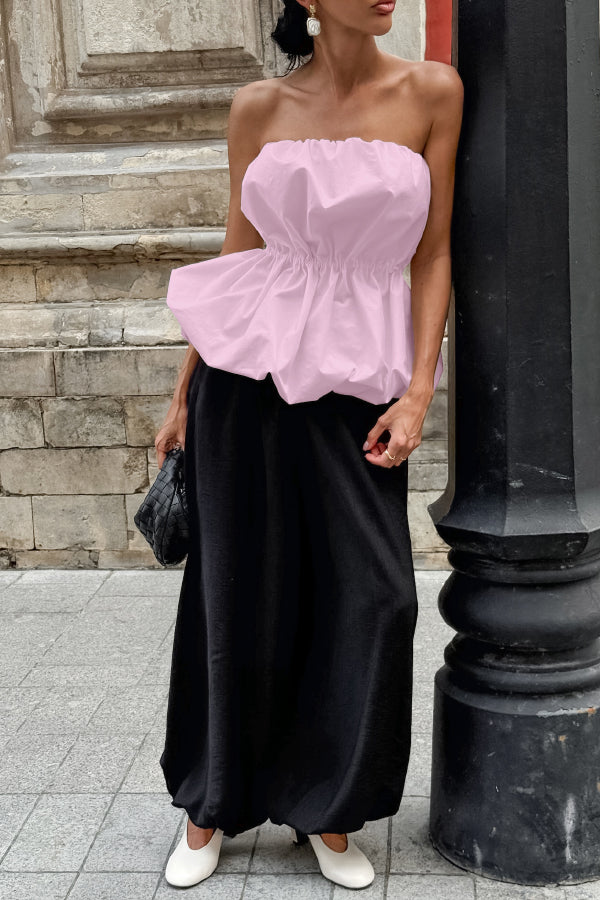 Off-Shoulder Strapless Top with Elastic Waist | Vacation Style