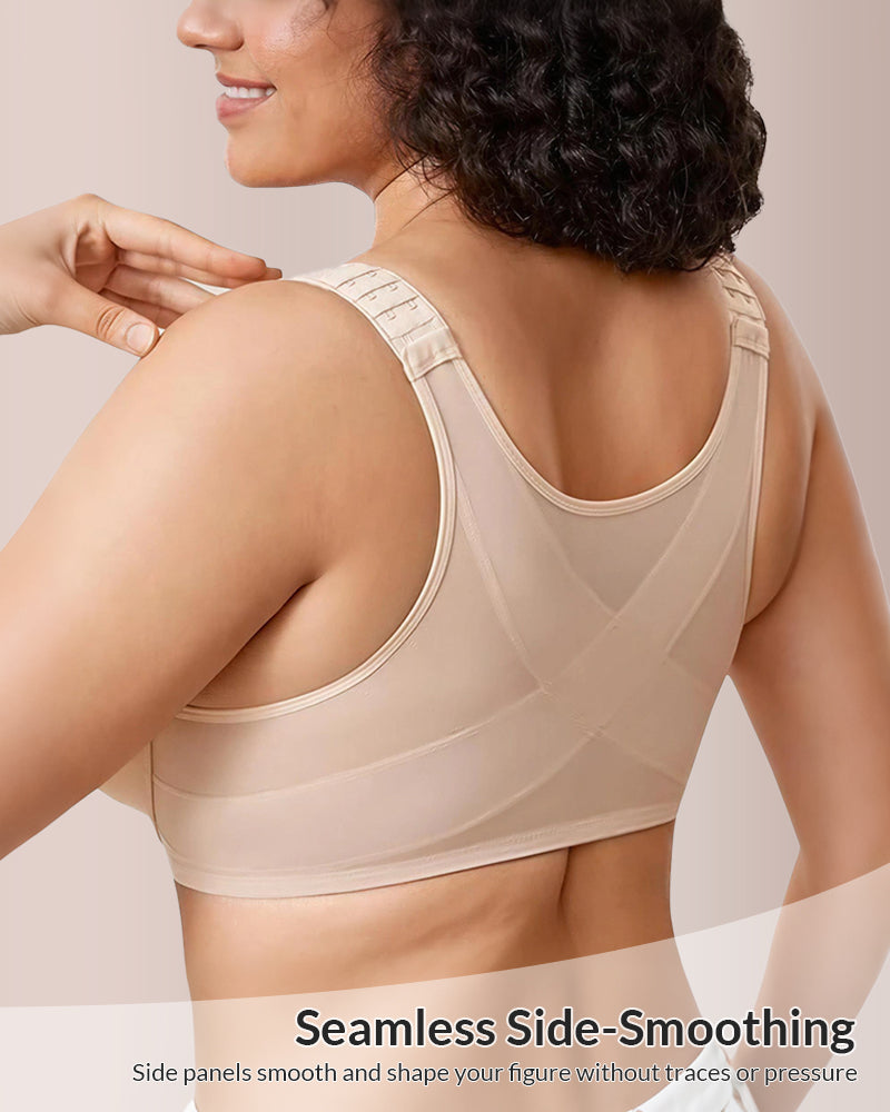 Front Closure Underwire Bra with Back Support & Wide Straps