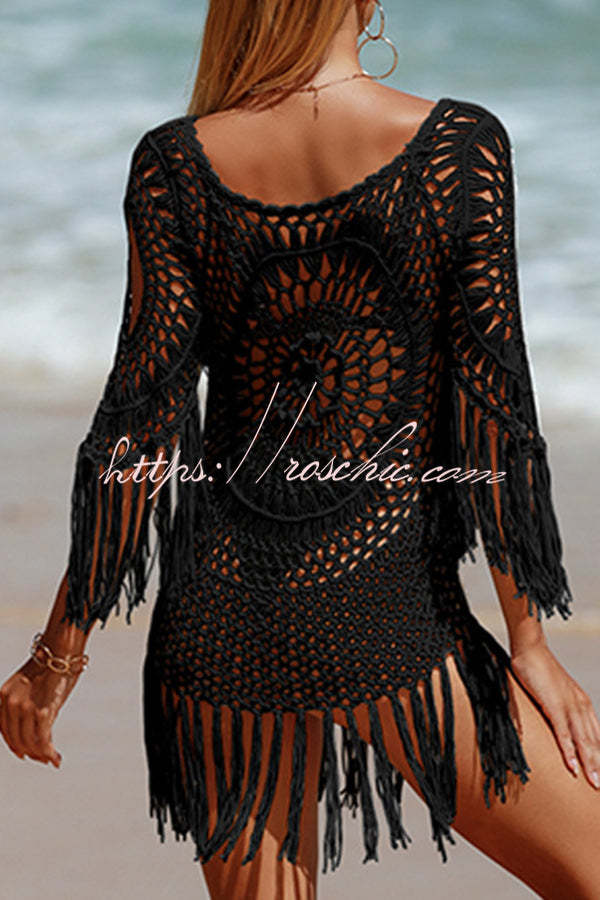 Knit Cutout Cover Up | Crew Neck Beach Cover-Up