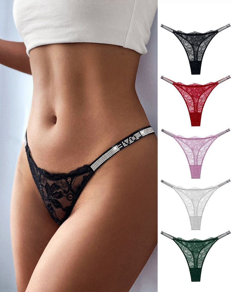 Lace Thong with Sparkling Details