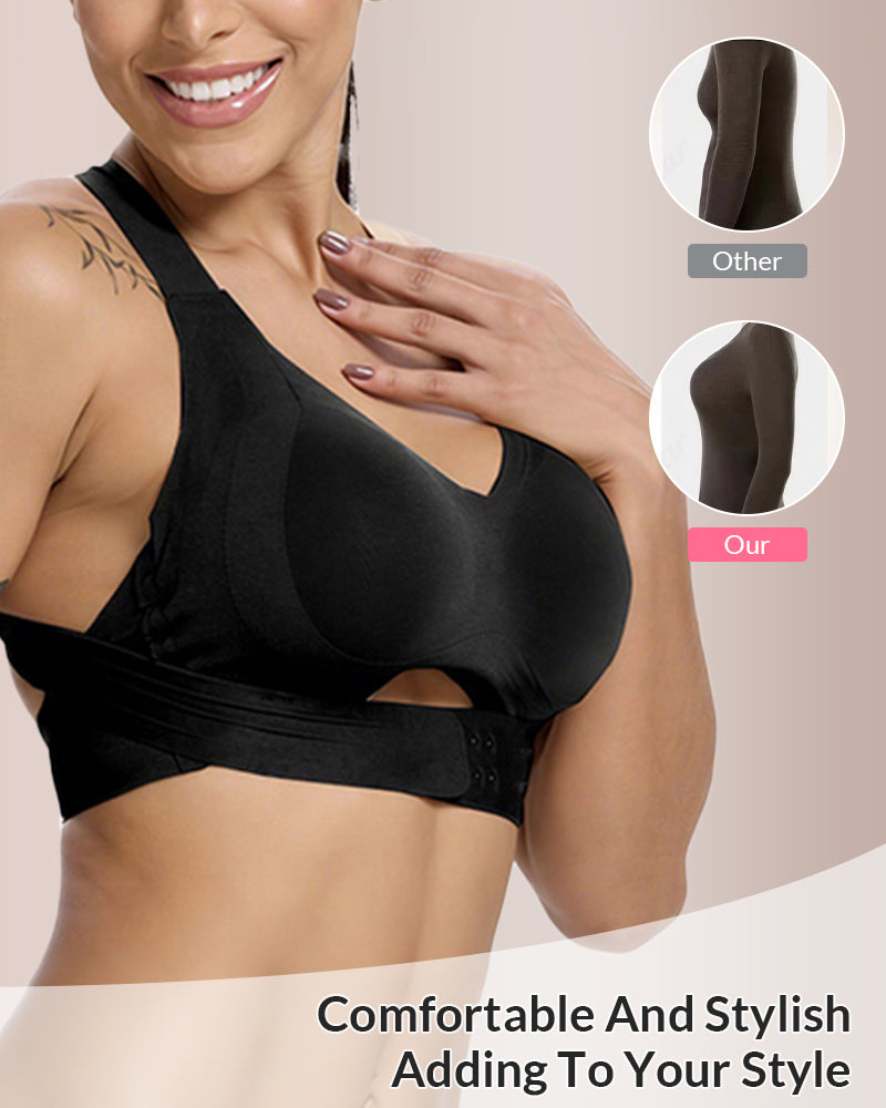 Front Closure Cross-Back Wireless Posture Bra