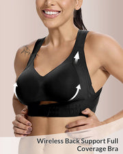 Front Closure Cross-Back Wireless Posture Bra