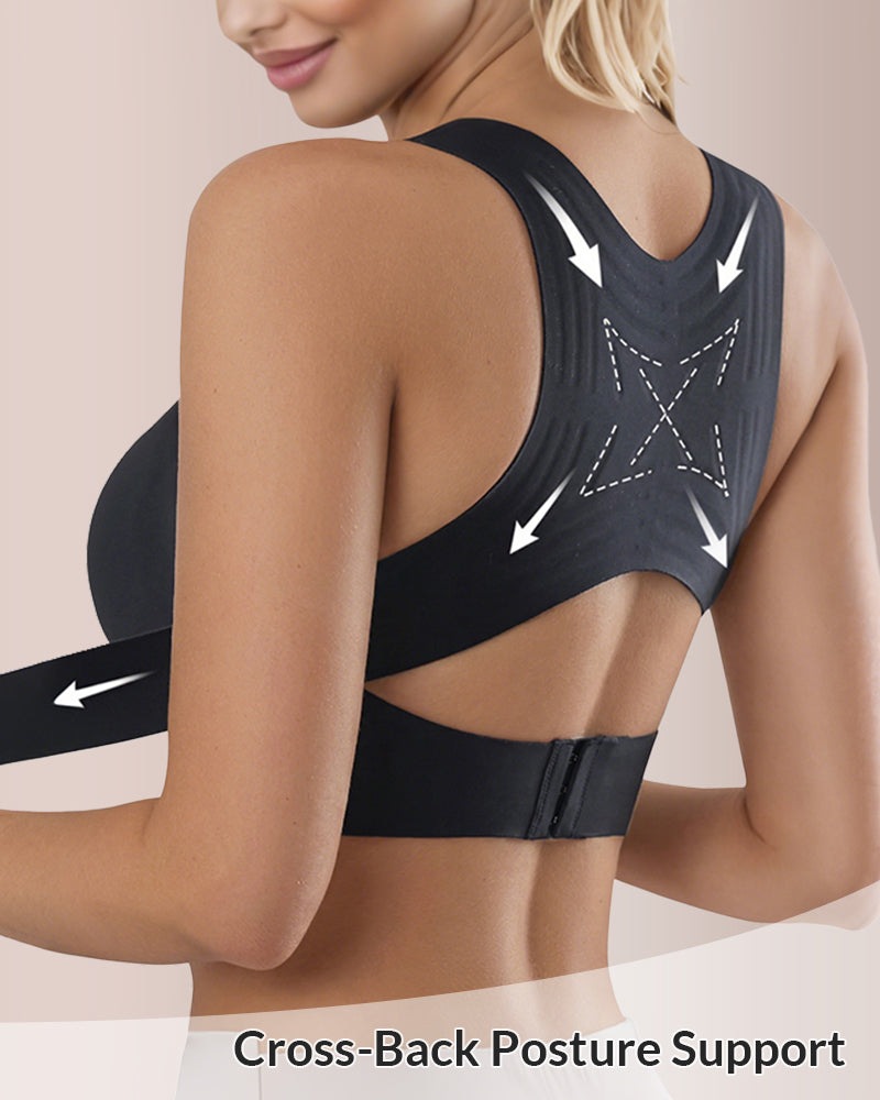 Front Closure Cross-Back Wireless Posture Bra