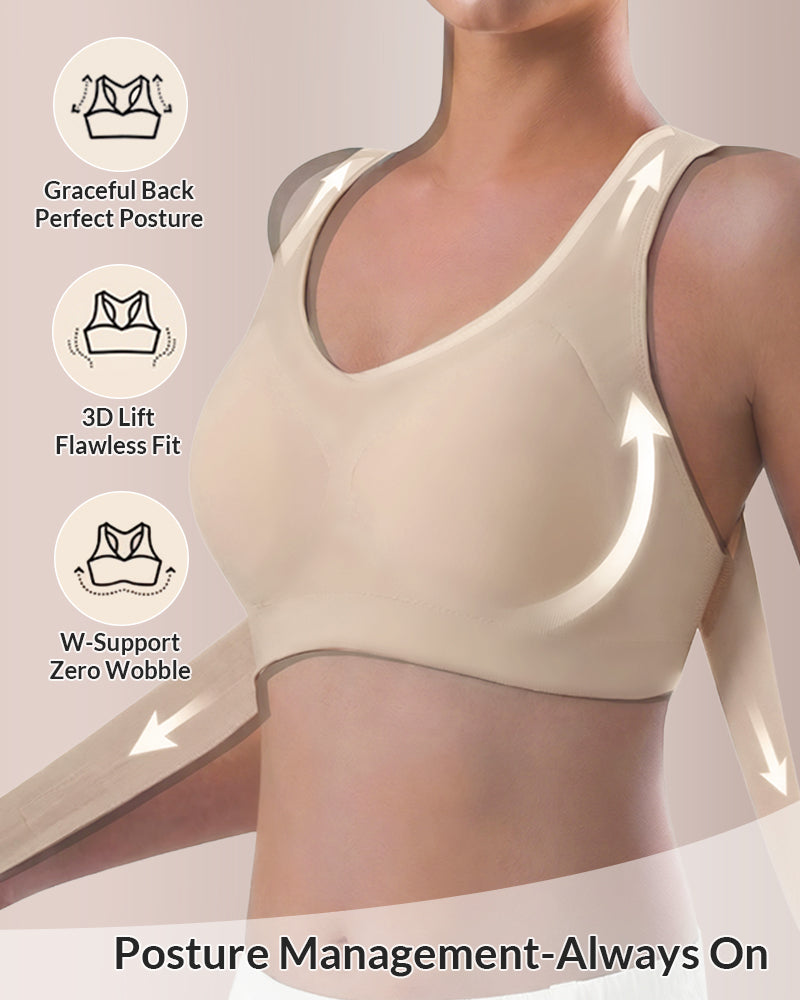 Front Closure Cross-Back Wireless Posture Bra