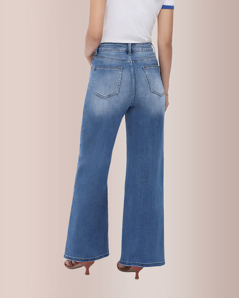Wide Leg High-waisted Stretchy Jeans