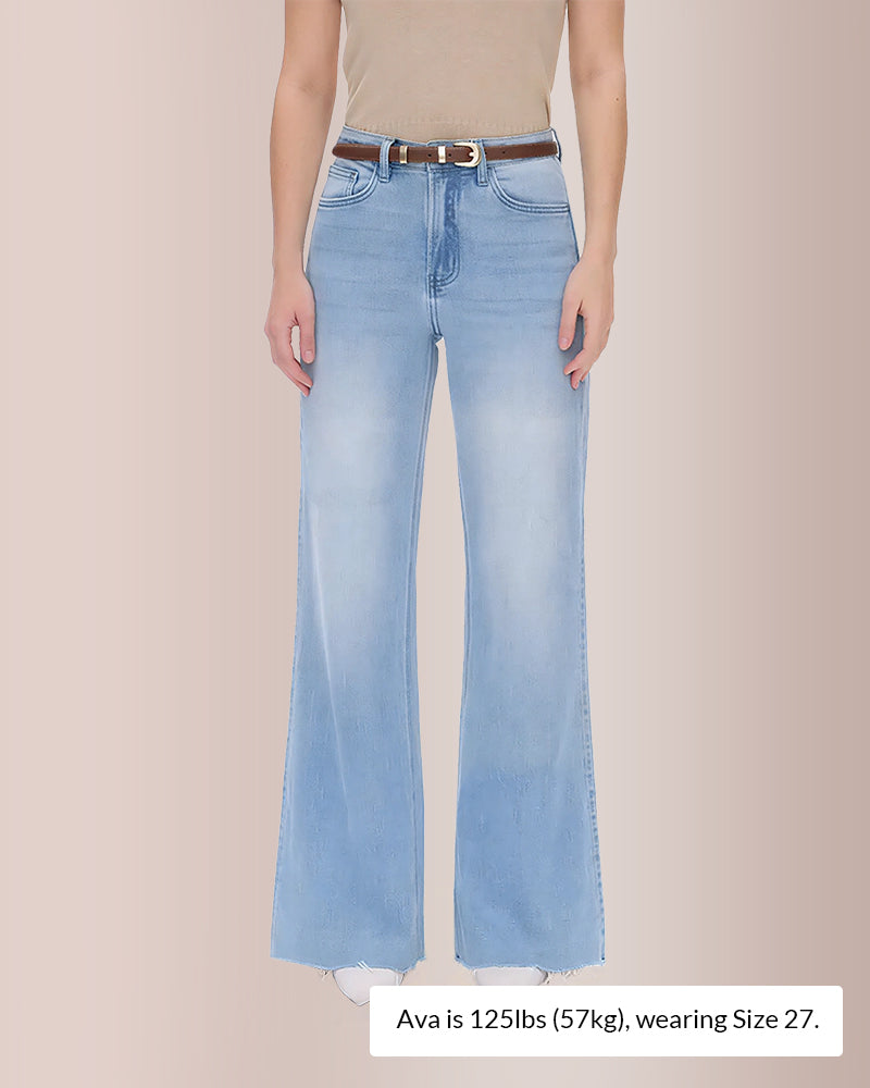 Stretchy High Waist Wide Leg Jeans