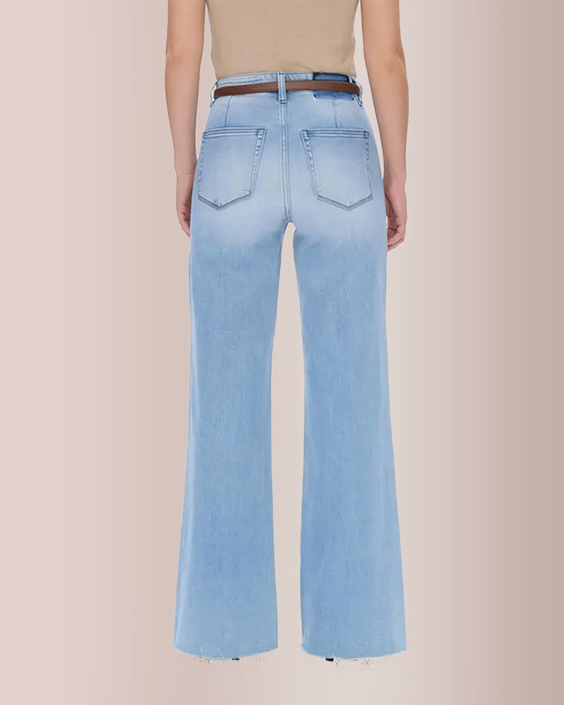Stretchy High Waist Wide Leg Jeans