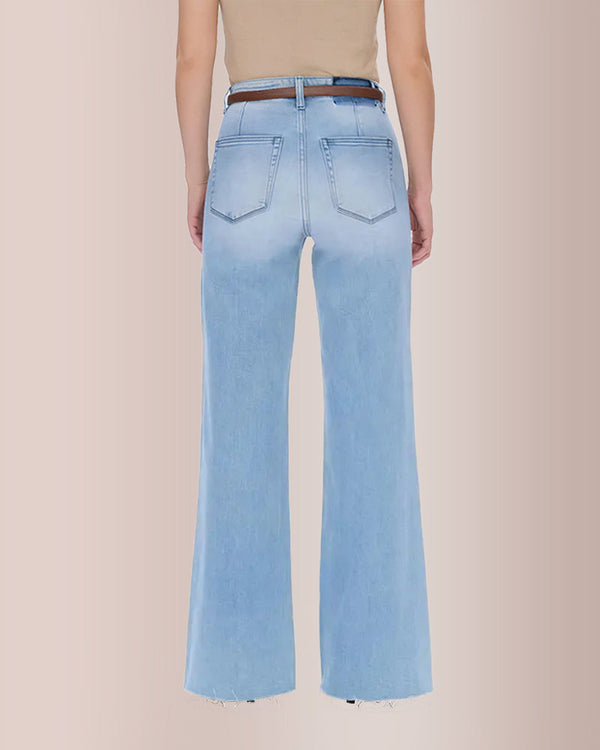 Stretchy High Waist Wide Leg Jeans