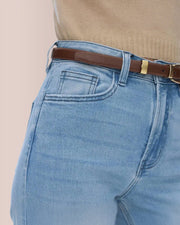 Stretchy High Waist Wide Leg Jeans
