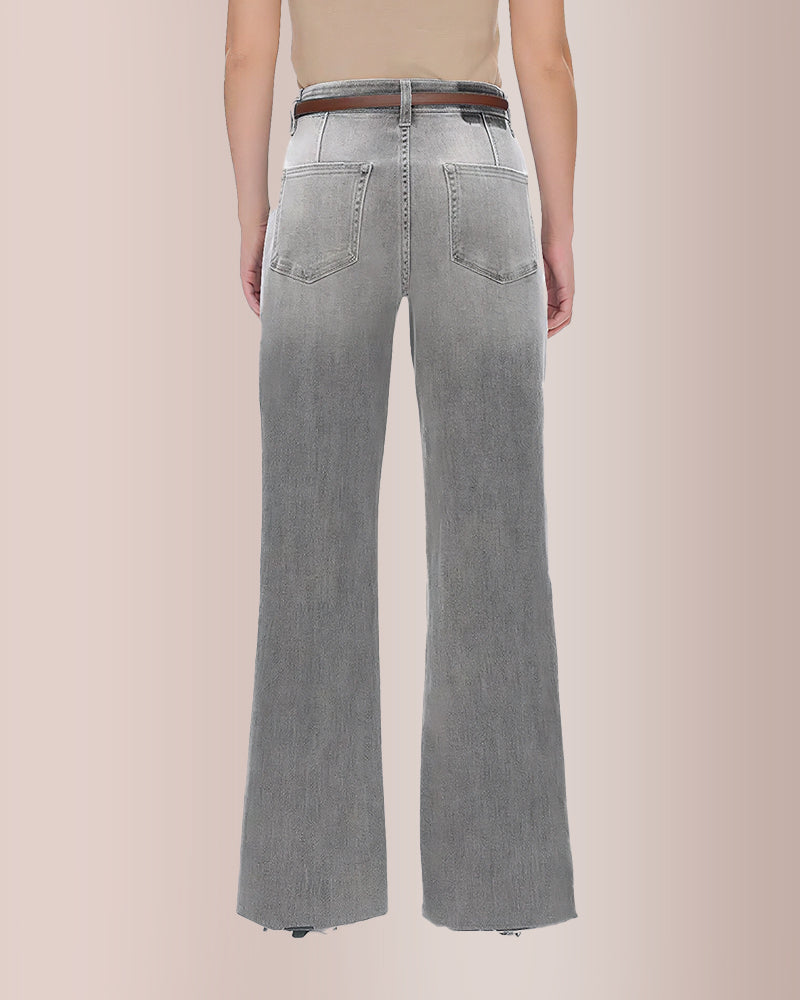 Stretchy High Waist Wide Leg Jeans