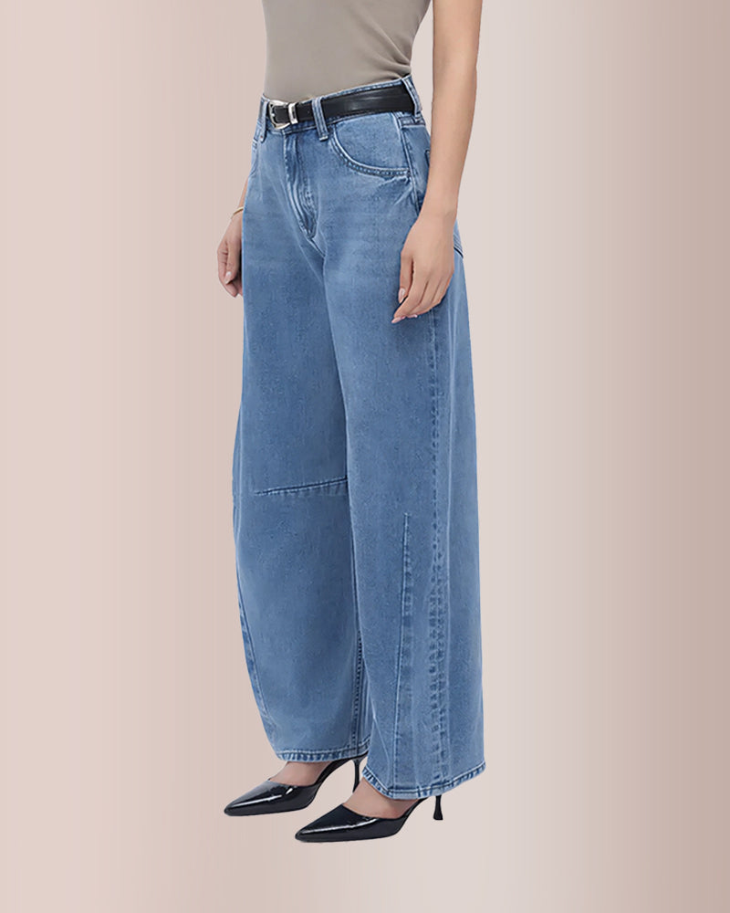 High Waist Baggy Barrel Leg Jeans