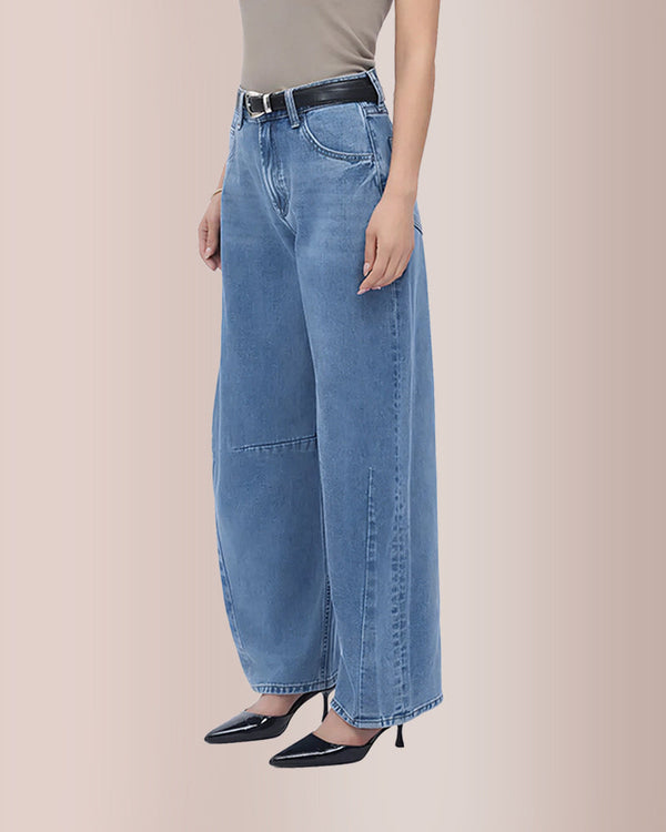 High Waist Baggy Barrel Leg Jeans