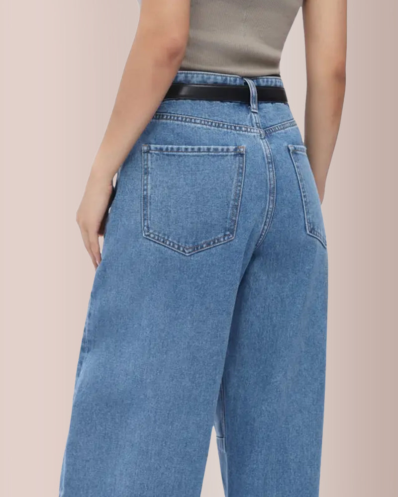 High Waist Baggy Barrel Leg Jeans