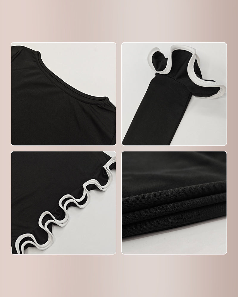 Wave-Hem Knit Dress with Flowy Silhouette