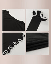 Wave-Hem Knit Dress with Flowy Silhouette