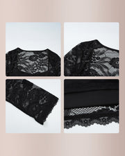 Sheer Lace Floral Long Sleeve Top