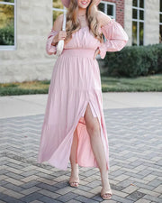 Off-Shoulder Smocked Maxi Dress