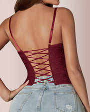 Front Button Lace-Up Corset Bustier Top
