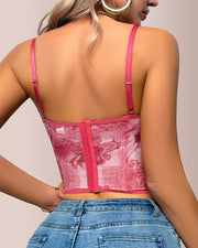 Romantic Floral Lace Underwire Corset Bustier Top