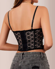Sheer Floral Sexy Lace Boned Corset