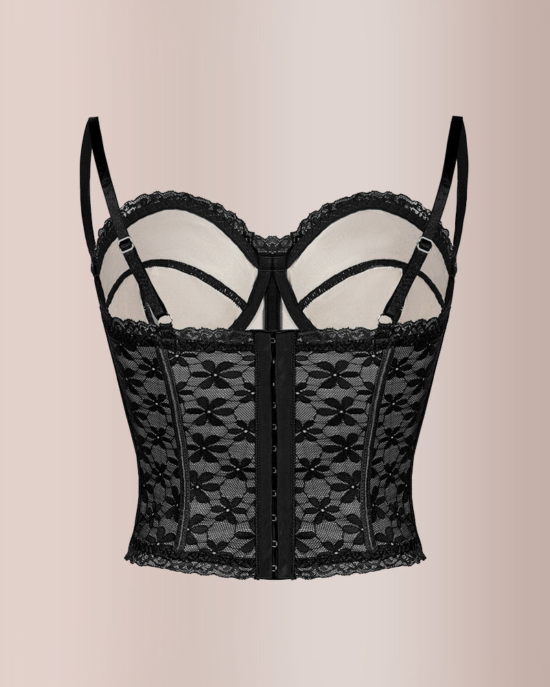 Sheer Floral Sexy Lace Boned Corset