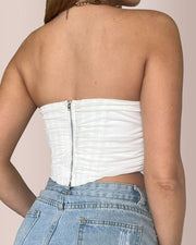 Elegant Mesh Ruched Bustier Tube Top