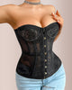 Black Floral Lace Strapless Corset Bustier Top