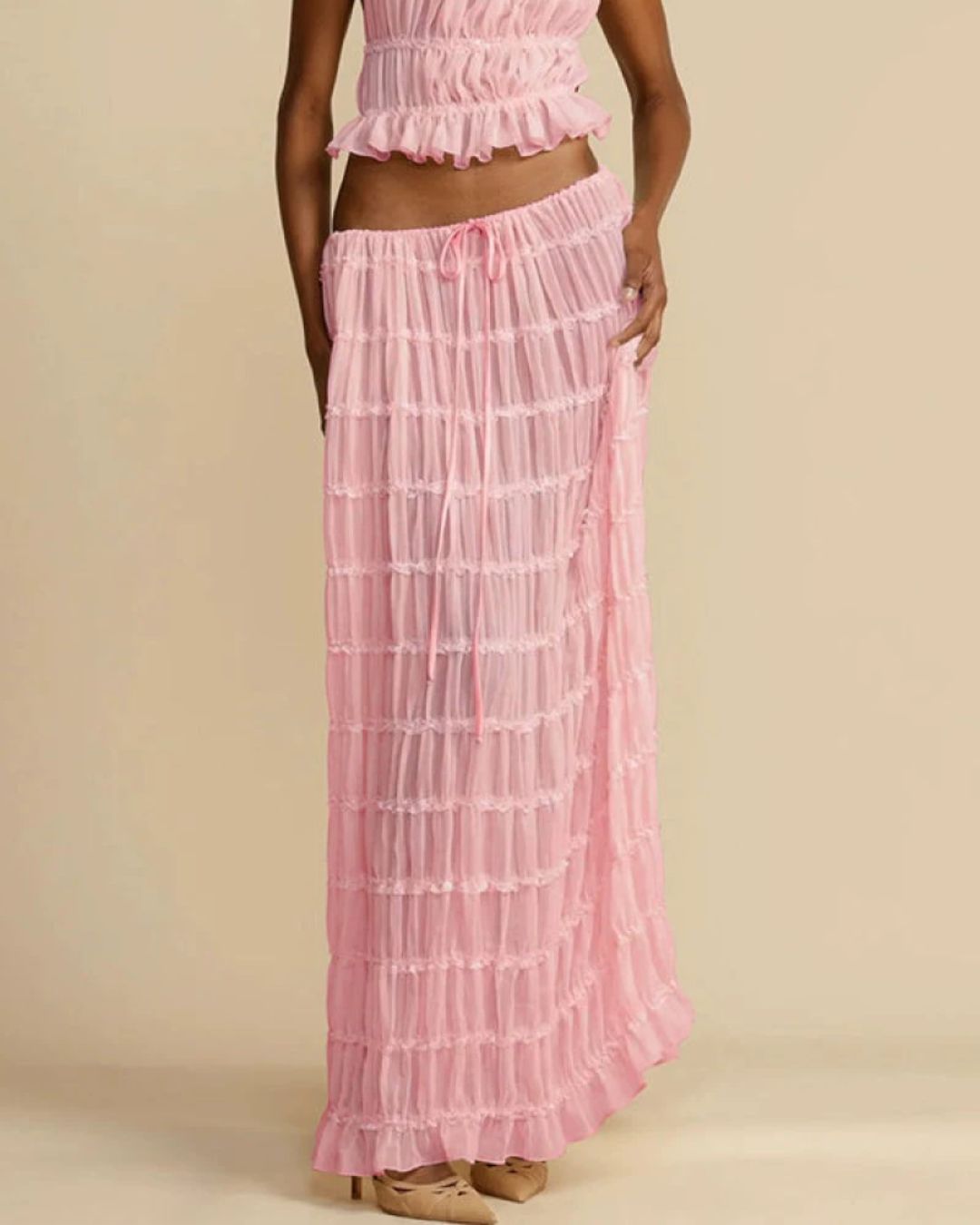 Curvvvy™ Passion and Romance Pleated Back Elastic Straps Adjustable Halter Tank Set