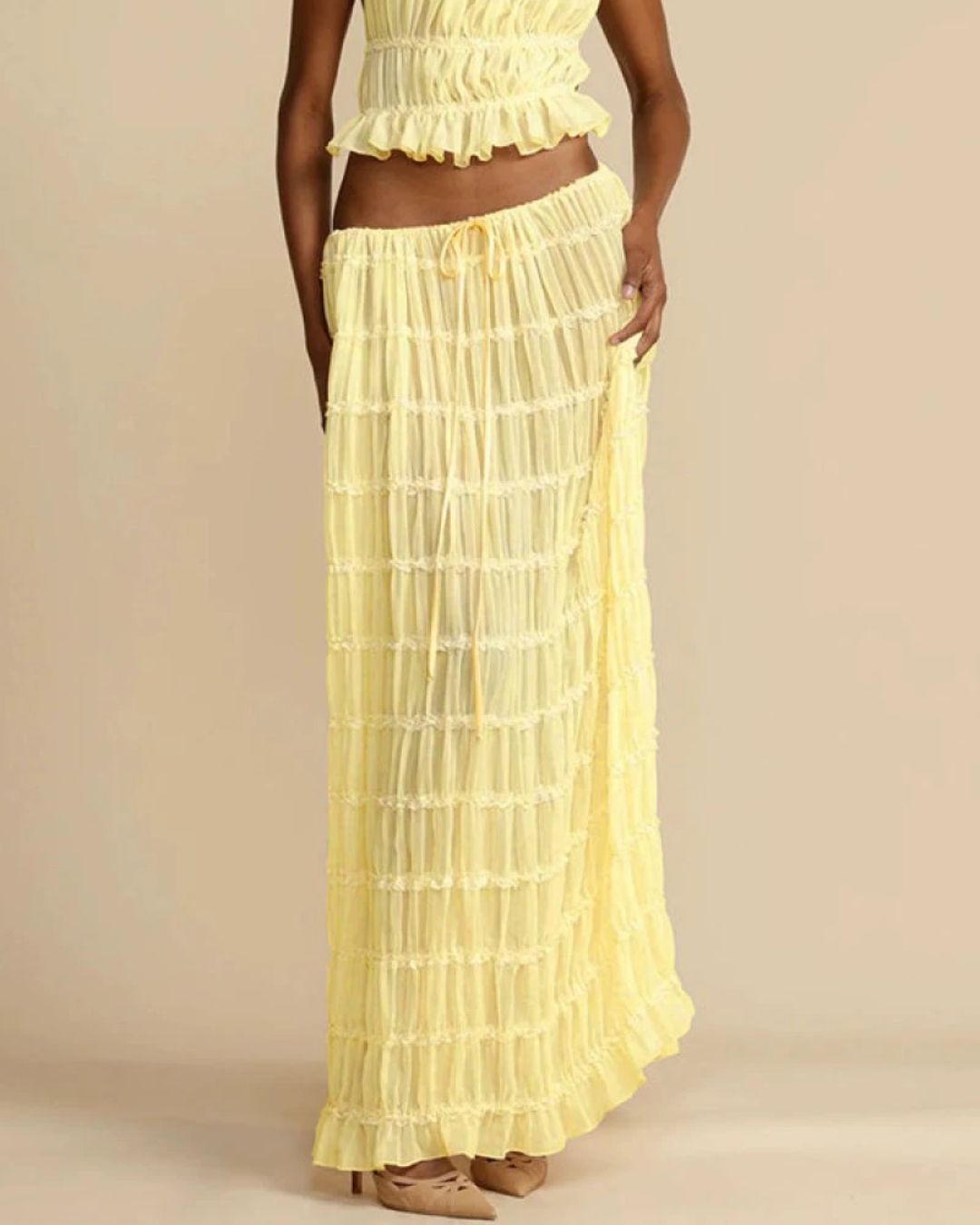 Curvvvy™ Passion and Romance Pleated Back Elastic Straps Adjustable Halter Tank Set