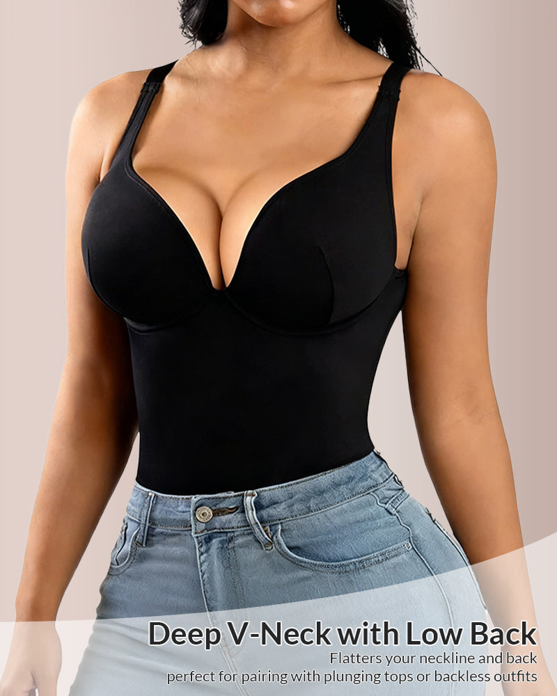 V Neck Bodysuit Tummy Control Shapewear