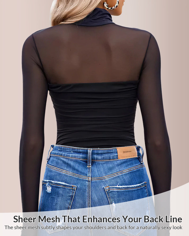 Turtle Neck Long Sleeve Shapewear Bodysuit