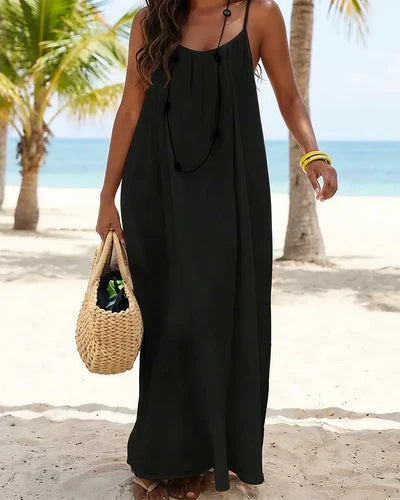 Solid Color Backless Cami Dress