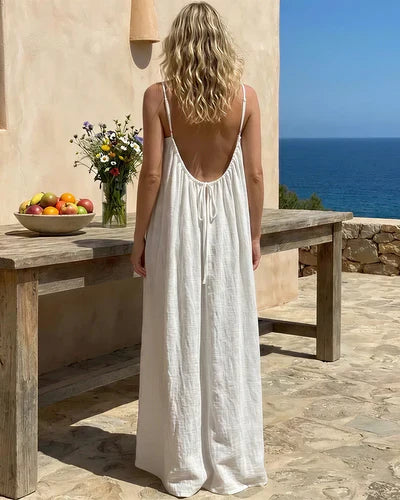 Solid Color Backless Cami Dress