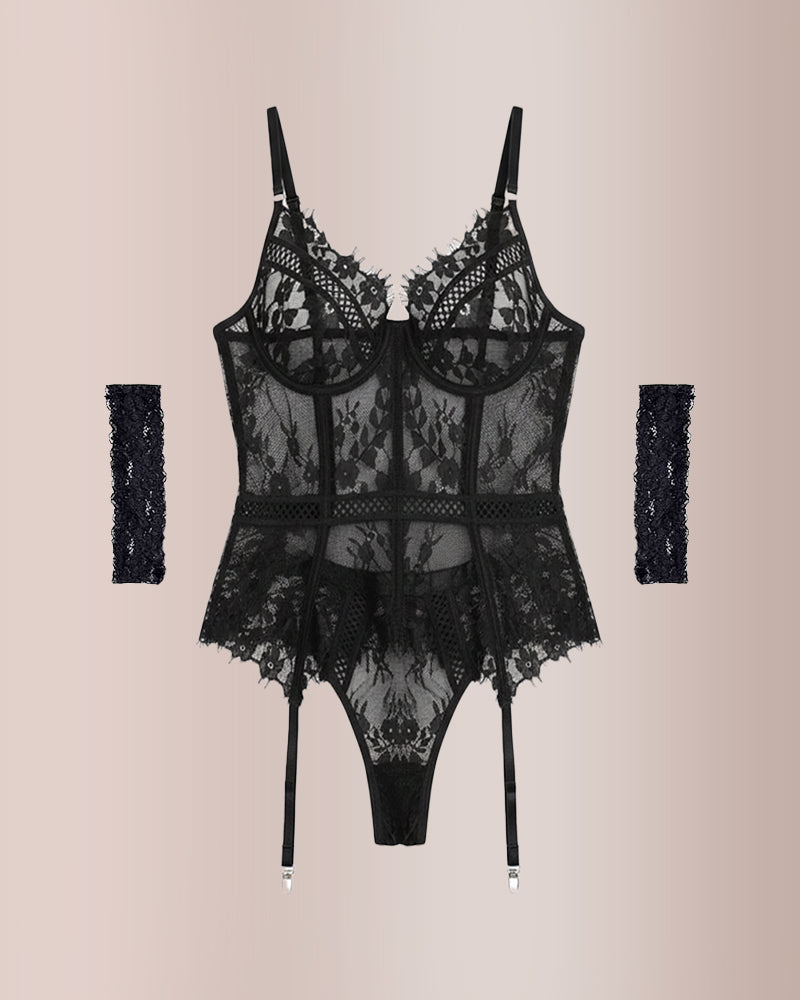 Lingerie Lace Corset  Garter Lingerie Sets