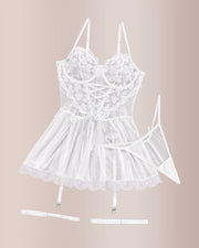 Lace Underwire Suspender Sheer Dresses