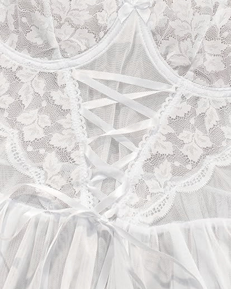 Lace Underwire Suspender Sheer Dresses
