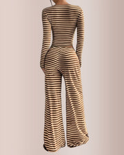 Stripe Square Neck Crop Top & Wide Leg Pants Set